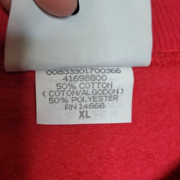 Vintage 1998 Lee XL Red "Sing Glory God Jesus Is Born" Baptist Church Sweatshirt - Picture 4 of 6